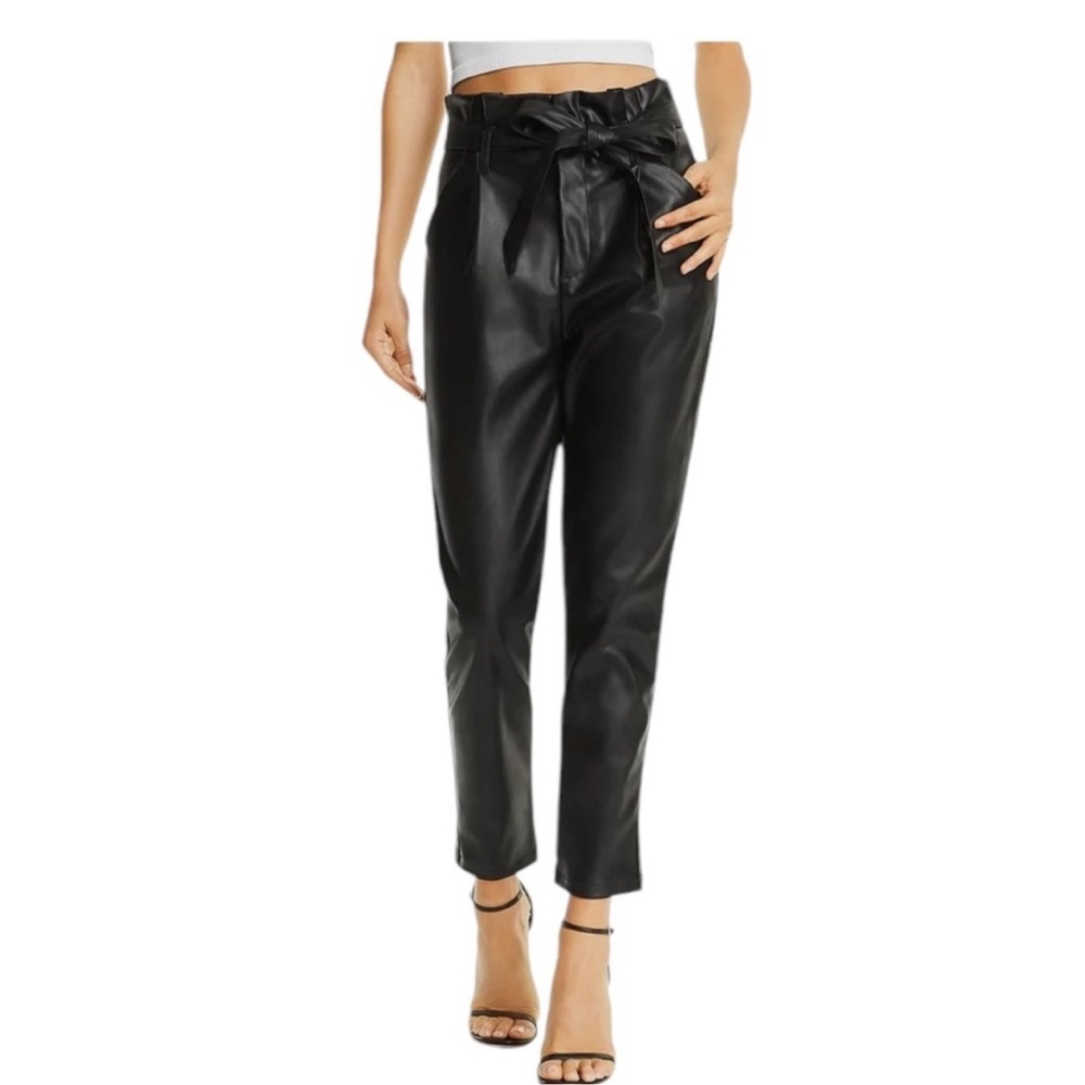 Lucy Paris Black Cropped Tie-Waist Pants